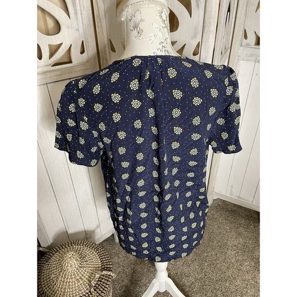 Boden Women’s Floral Boxy Cut Short Sleeve Shirt Paisley Floral Blue Size US 8 - Picture 2 of 6